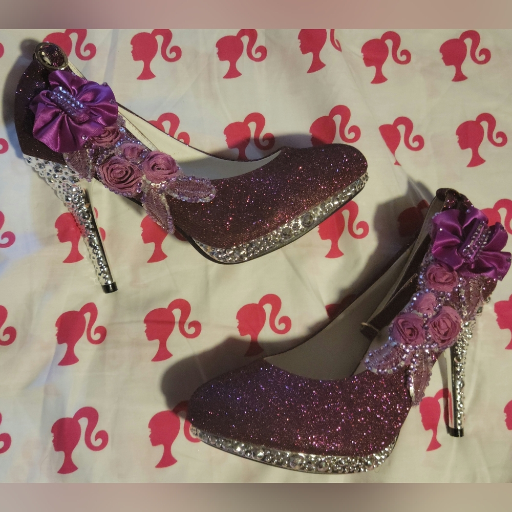 Get More Beauty Glitter Platform Stiletto High Heeled Shoes View 2